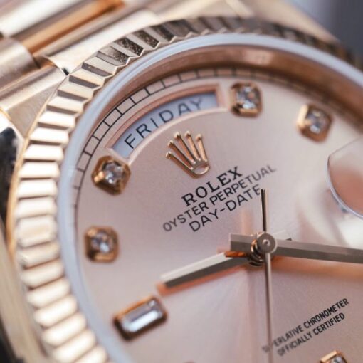 Rolex Day-Date 128235 Rose Gold Luxury Fake Watches Pink Dial Weight 156 Grams GF Factory 36mm - Image 7