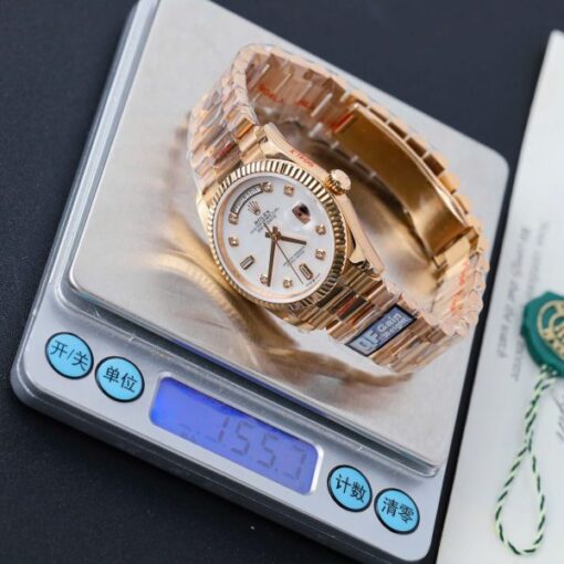 Rolex Day-Date 128235 Imitation Watches MOP Dial Weight 156 Grams QF Factory 36mm - Image 3