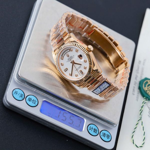 Rolex Day-Date 128235 Imitation Watches MOP Dial Weight 156 Grams QF Factory 36mm - Image 3