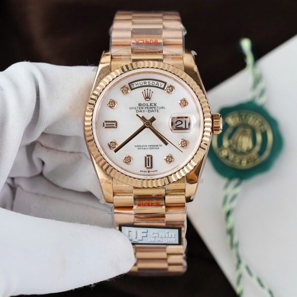 Rolex Day-Date 128235 Imitation Watches MOP Dial Weight 156 Grams QF Factory 36mm - Image 2