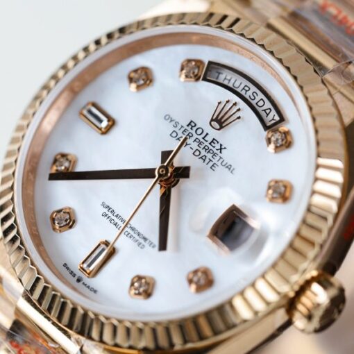 Rolex Day-Date 128235 Imitation Watches MOP Dial Weight 156 Grams QF Factory 36mm - Image 6