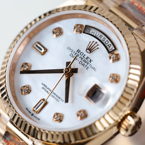 Rolex Day-Date 128235 Imitation Watches MOP Dial Weight 156 Grams QF Factory 36mm - Image 6