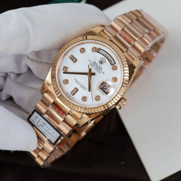Rolex Day-Date 128235 Imitation Watches MOP Dial Weight 156 Grams QF Factory 36mm - Image 4