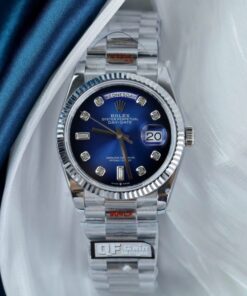 Alternative view of Rolex Day-Date 128239 Replica Watches Blue Ombre Dial Weight ~157 Grams QF Factory 36mm