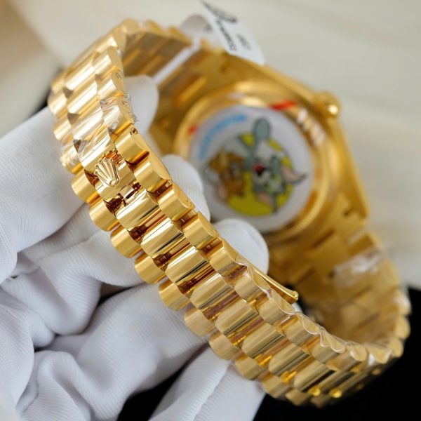 Rolex Day-Date 128348 Imitation Watches Green Ombre Dial 18K Gold Wrapped Bezel Moissanite Diamonds Custom 36mm - Image 13