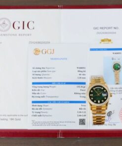 Alternative view of Rolex Day-Date 128348 Imitation Watches Green Ombre Dial 18K Gold Wrapped Bezel Moissanite Diamonds Custom 36mm