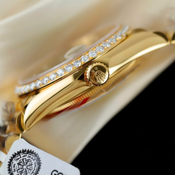 Rolex Day-Date 128348 Imitation Watches Green Ombre Dial 18K Gold Wrapped Bezel Moissanite Diamonds Custom 36mm - Image 11