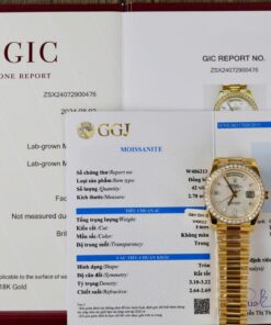 Rolex Day-Date MOP Dial Imitation Watches 18K Gold Wrapped + Bezel Moissanite Diamonds GM Factory 40mm