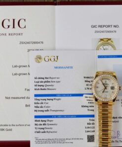 Alternative view of Rolex Day-Date MOP Dial Imitation Watches 18K Gold Wrapped + Bezel Moissanite Diamonds GM Factory 40mm