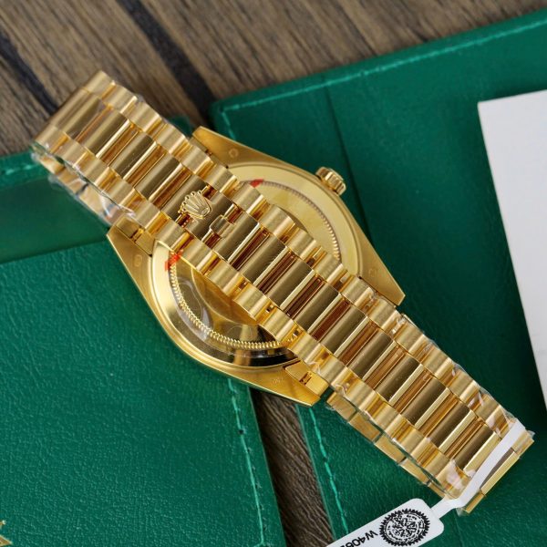 Rolex Day-Date MOP Dial Imitation Watches 18K Gold Wrapped + Bezel Moissanite Diamonds GM Factory 40mm - Image 9