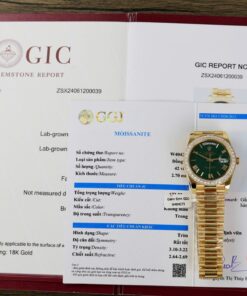 Rolex Day-Date Green Dial Knock Off Watches 18K Gold Wrapped + Bezel Moissanite Diamonds GM Factory 40mm