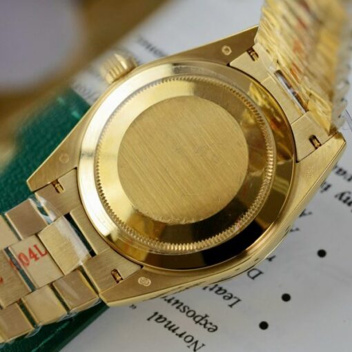Rolex Day-Date Green Dial Knock Off Watches 18K Gold Wrapped + Bezel Moissanite Diamonds GM Factory 40mm - Image 8