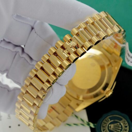 Rolex Day-Date Black Dial With Checkered Pattern Custom 18K Gold Wrapped GM Factory 40mm - Image 9