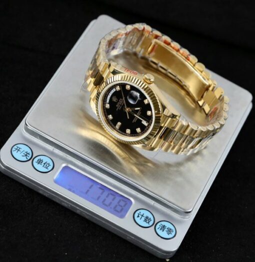 Rolex Day-Date Replica Watches Black Dial President Strap GM Factory 40mm - Image 3
