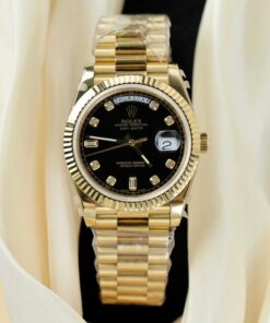 Alternative view of Rolex Day-Date Replica Watches Black Dial President Strap GM Factory 40mm
