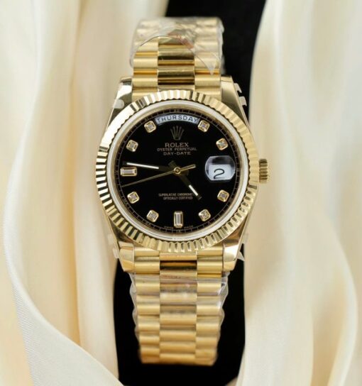 Rolex Day-Date Replica Watches Black Dial President Strap GM Factory 40mm - Image 2