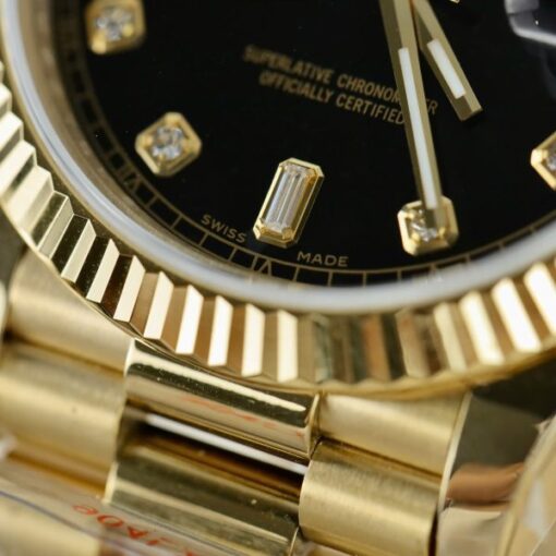 Rolex Day-Date Replica Watches Black Dial President Strap GM Factory 40mm - Image 9
