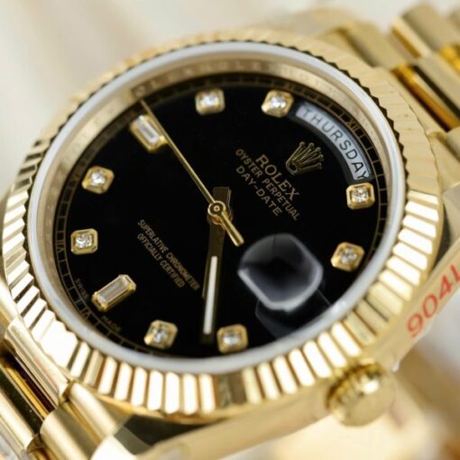 Rolex Day-Date Replica Watches Black Dial President Strap GM Factory 40mm - Image 6