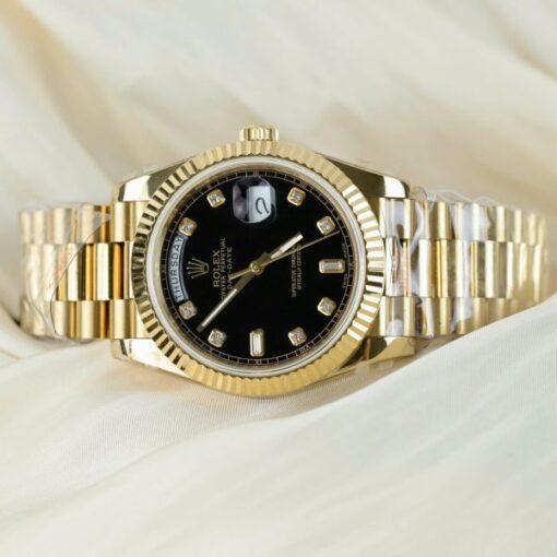 Rolex Day-Date Replica Watches Black Dial President Strap GM Factory 40mm - Image 5