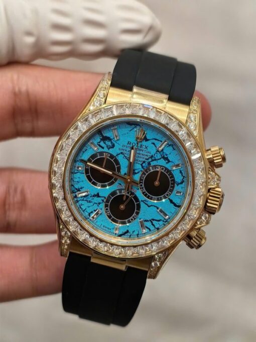 Rolex Daytona 126538TBR Turquoise Diamond Replica Watches Oysterflex Strap FH Factory 40mm - Image 6