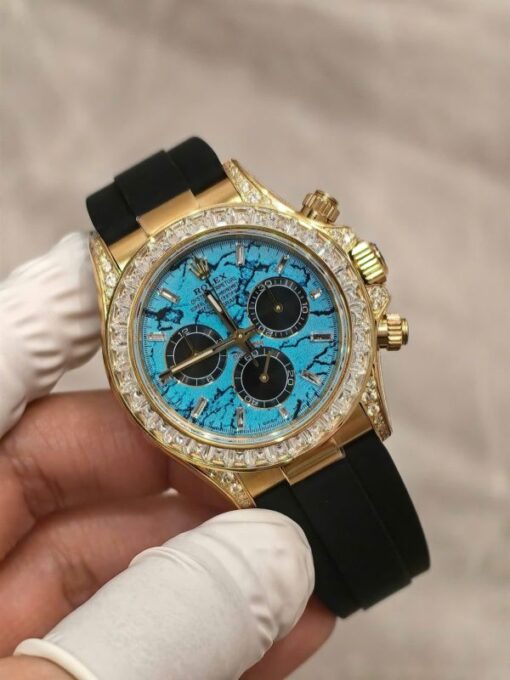 Rolex Daytona 126538TBR Turquoise Diamond Replica Watches Oysterflex Strap FH Factory 40mm - Image 4