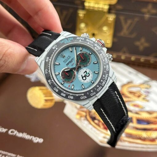 Rolex Daytona DiW Ferrari Tiffany Dial Replica Watches White Carbon Super Light 40mm - Image 4