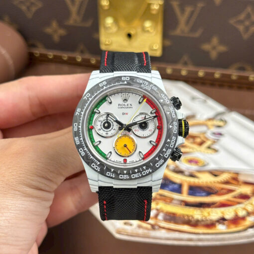 Rolex Daytona DiW Ferrari Knock Off Watches White Carbon Super Light 40mm
