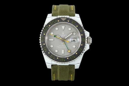 Rolex GMT-Master II DiW Replica Watches Gray Dial Fabic Strap 40mm - Image 2