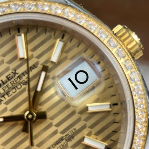 Rolex Replica Watches DateJust 126231 Brick Dial Bezel Diamonds CZ VS Factory 36mm - Image 6