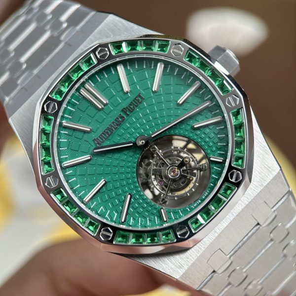 Audemars Piguet Imitation Watches Royal Oak Selfwinding Flying Tourbillon 26730BC Dial Green 41mm - Image 6