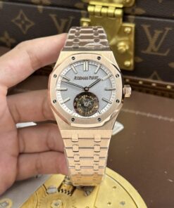 Alternative view of Audemars Piguet Royal Oak Selfwinding Flying Tourbillon 26730OR Replica Watches Gray Dial Metal Wire 41mm