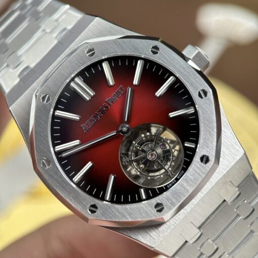 Audemars Piguet Imitation Watches Royal Oak Selfwinding Flying Tourbillon 26730ST Burgundy Dial 41mm - Image 5