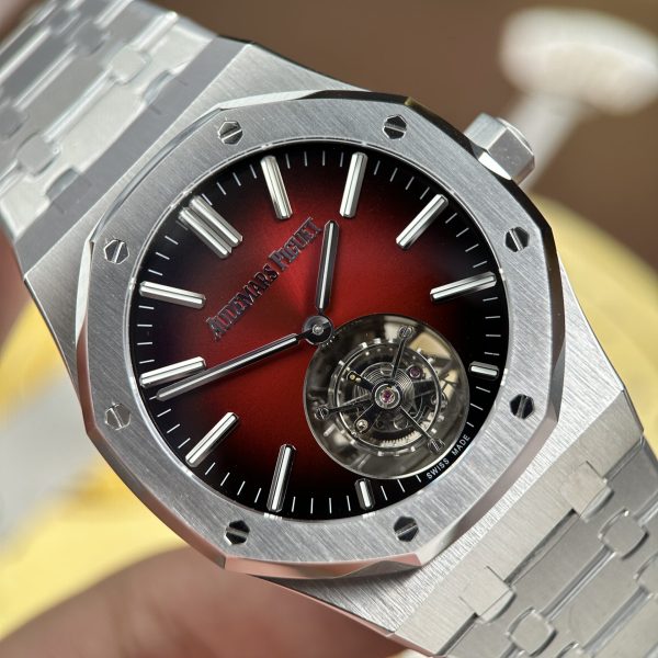Audemars Piguet Imitation Watches Royal Oak Selfwinding Flying Tourbillon 26730ST Burgundy Dial 41mm - Image 5