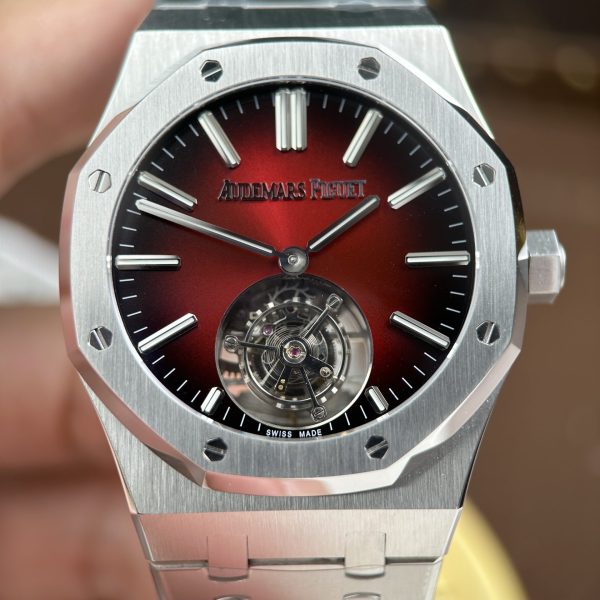 Audemars Piguet Imitation Watches Royal Oak Selfwinding Flying Tourbillon 26730ST Burgundy Dial 41mm - Image 4