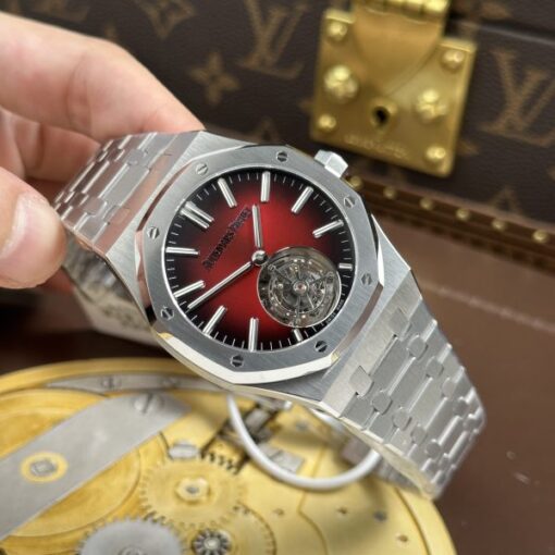 Audemars Piguet Imitation Watches Royal Oak Selfwinding Flying Tourbillon 26730ST Burgundy Dial 41mm - Image 3