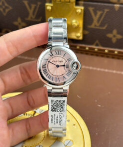 Cartier Ballon Bleu Fake Watches Pink Dial Quartz Movement AF Factory 33mm