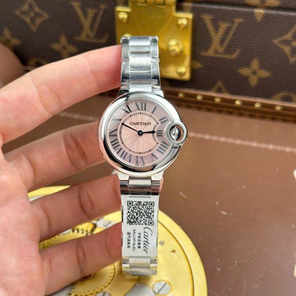 Cartier Ballon Bleu Fake Watches Pink Dial Quartz Movement AF Factory 33mm - Image 2