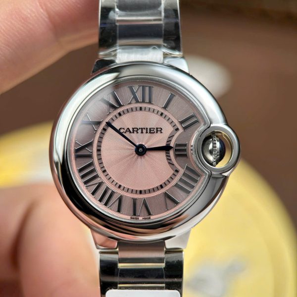 Cartier Ballon Bleu Fake Watches Pink Dial Quartz Movement AF Factory 33mm - Image 4