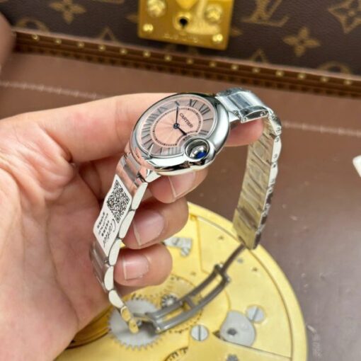 Cartier Ballon Bleu Fake Watches Pink Dial Quartz Movement AF Factory 33mm - Image 8
