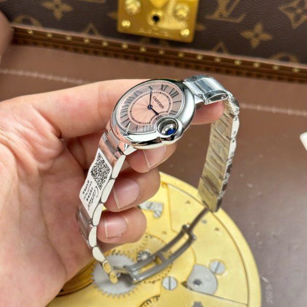 Cartier Ballon Bleu Fake Watches Pink Dial Quartz Movement AF Factory 33mm - Image 8