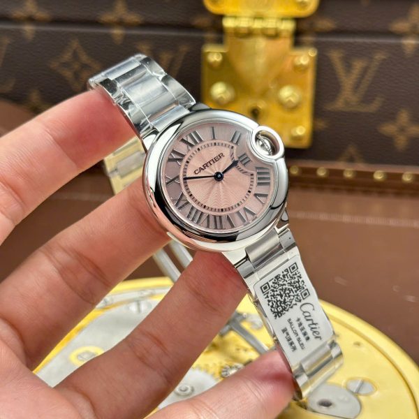 Cartier Ballon Bleu Fake Watches Pink Dial Quartz Movement AF Factory 33mm - Image 3