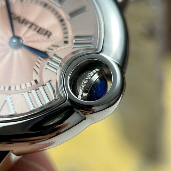 Cartier Ballon Bleu Fake Watches Pink Dial Quartz Movement AF Factory 33mm - Image 7