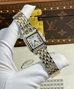 Cartier Panthere Fake Watches White Dial Metal Wire BV Factory 27x36mm