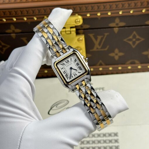 Cartier Panthere Fake Watches White Dial Metal Wire BV Factory 27x36mm