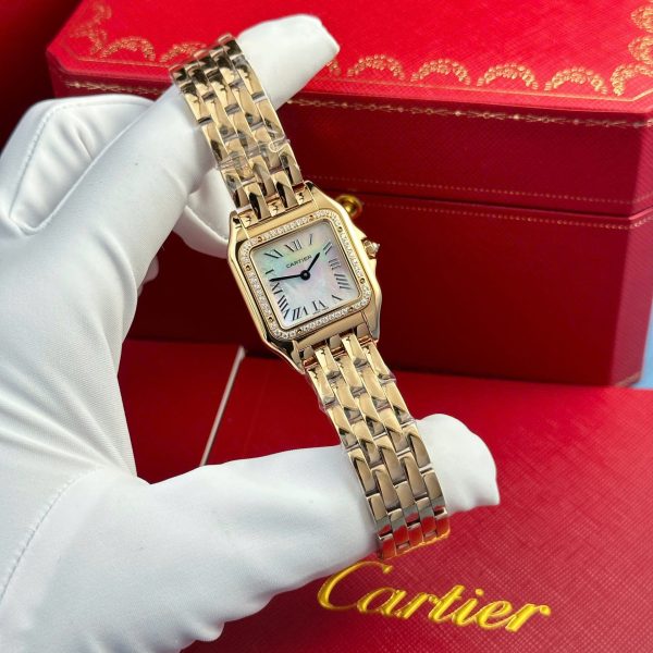 Cartier Panthere Rose Gold Replica Watches Mother Of Pearl Dial AF Factory 27x36mm - Image 3