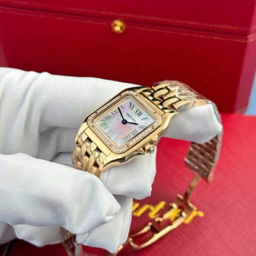 Cartier Panthere Rose Gold Replica Watches Mother Of Pearl Dial AF Factory 27x36mm - Image 5