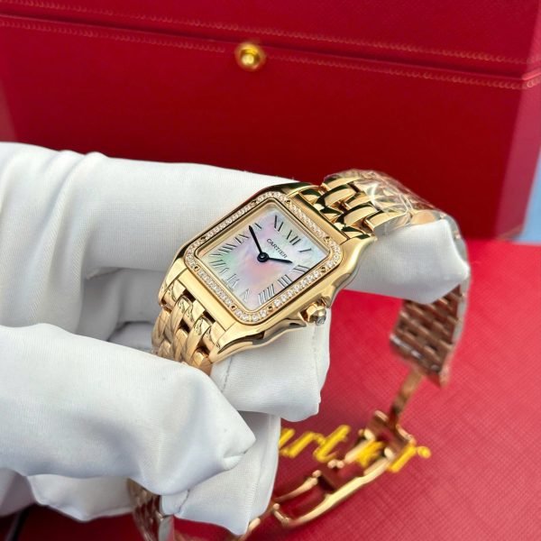Cartier Panthere Rose Gold Replica Watches Mother Of Pearl Dial AF Factory 27x36mm - Image 5