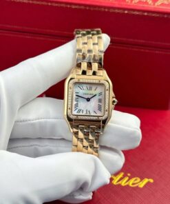 Alternative view of Cartier Panthere Rose Gold Replica Watches Mother Of Pearl Dial AF Factory 27x36mm