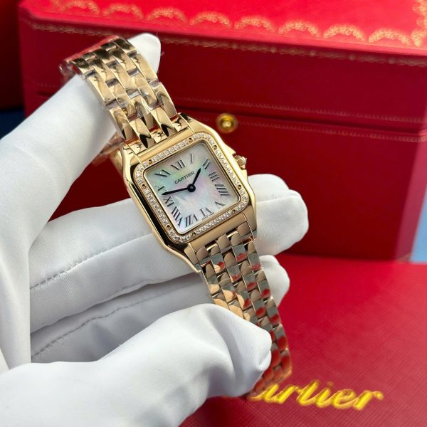 Cartier Panthere Rose Gold Replica Watches Mother Of Pearl Dial AF Factory 27x36mm - Image 4