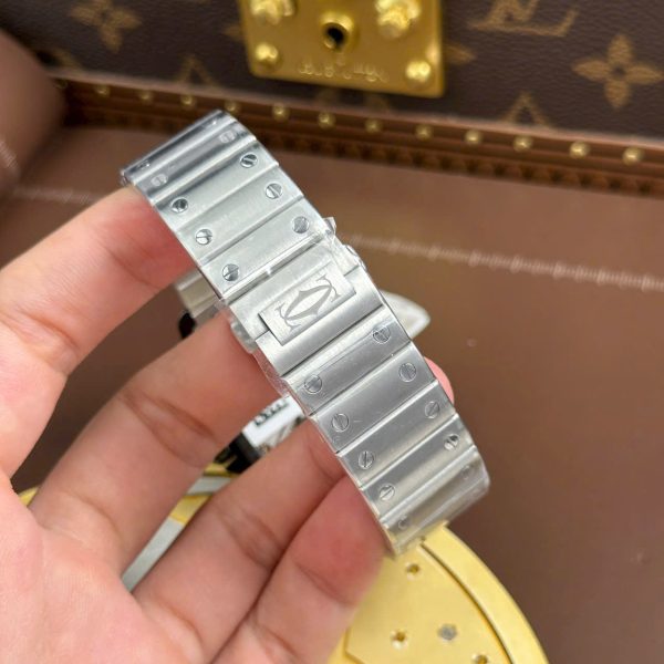 Cartier Santos Luxury Fake Watches Skeleton Dial Bezel Blue 39.8mm - Image 9